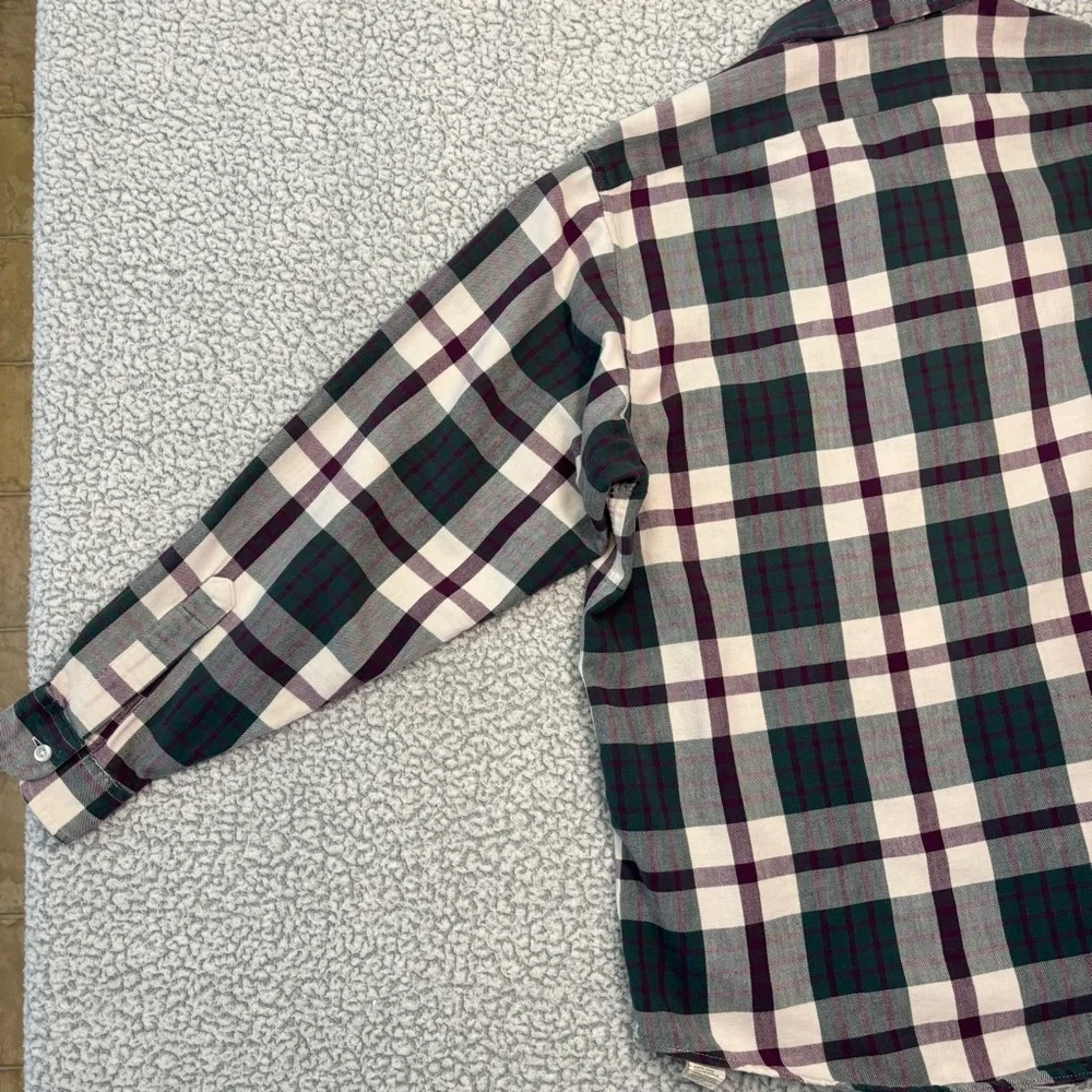 VTG L.L. Bean USA Classic Flannel Shirt, Women Sz M Plaid Green Plum, Midweight - Picture 11 of 12